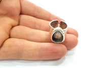 Ring Blank Setting Hammered Ring Base Bezel inlay Ring Backs Glass Cabochon Mounting Adjustable Antique Silver Plated Ring (14x10mm ) G16063