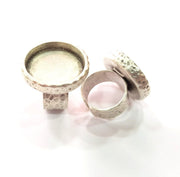 Ring Blank Setting Hammered Ring Base Bezel inlay Ring Backs Glass Cabochon Mounting Adjustable Antique Silver Plated Ring (22mm ) G16064