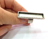 Ring Blank Setting Hammered Ring Base Bezel inlay Ring Backs Glass Cabochon Mounting Adjustable Antique Silver Plated Ring (50x10mm ) G16070