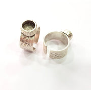 Ring Blank Setting Hammered Ring Base Bezel inlay Ring Backs Glass Cabochon Mounting Adjustable Antique Silver Plated Ring (8mm ) G16071