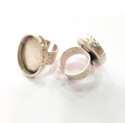 Ring Blank Setting Hammered Ring Base Bezel inlay Ring Backs Glass Cabochon Mounting Adjustable Antique Silver Plated Ring (25x18mm ) G16072