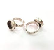 Ring Blank Setting Hammered Ring Base Bezel inlay Ring Backs Glass Cabochon Mounting Adjustable Antique Silver Plated Ring (12mm ) G16076