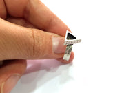 Ring Blank Setting Hammered Ring Base Bezel inlay Ring Backs Glass Cabochon Mounting Adjustable Antique Silver Plated Ring (6x6mm ) G16079