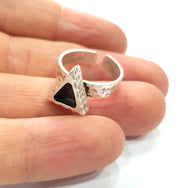 Ring Blank Setting Hammered Ring Base Bezel inlay Ring Backs Glass Cabochon Mounting Adjustable Antique Silver Plated Ring (6x6mm ) G16079