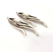 4 Silver Charms Antique Silver Plated Metal Charms (50x18mm)  G16091