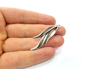 4 Silver Charms Antique Silver Plated Metal Charms (50x18mm)  G16091