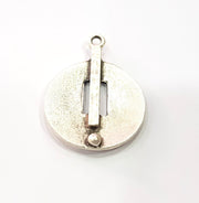 2 Silver Charms Antique Silver Plated Metal Charms (40x29mm)  G16093