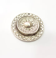 Tribal Pendants Ethnic Pendants Antique Silver Plated Metal Charms (38mm)  G16095