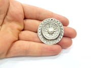 Tribal Pendants Ethnic Pendants Antique Silver Plated Metal Charms (38mm)  G16095