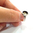 Ring Blank Setting Hammered Ring Base Bezel inlay Ring Backs Glass Cabochon Mounting Adjustable Antique Silver Plated Ring (10x8mm ) G16096