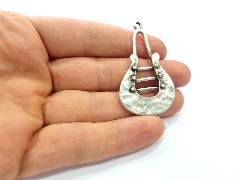 2 Silver Charms Antique Silver Plated Metal Charms (52x31mm)  G16097