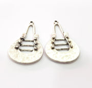 2 Silver Charms Antique Silver Plated Metal Charms (52x31mm)  G16097