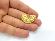Folded Circle Charm Gold Charms Gold Plated Metal (30x20mm)  G15372