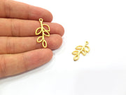 4 Leafy Branch Charm Gold Charms Gold Plated Metal (32x15mm)  G15374