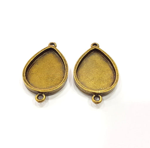 2 Antique Bronze Connector Pendant Blank inlay Blank Mosaic Blank Resin Blank Bezel Base Setting Mountings (25x18mm blank) G15380