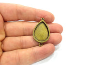 2 Antique Bronze Connector Pendant Blank inlay Blank Mosaic Blank Resin Blank Bezel Base Setting Mountings (25x18mm blank) G15380