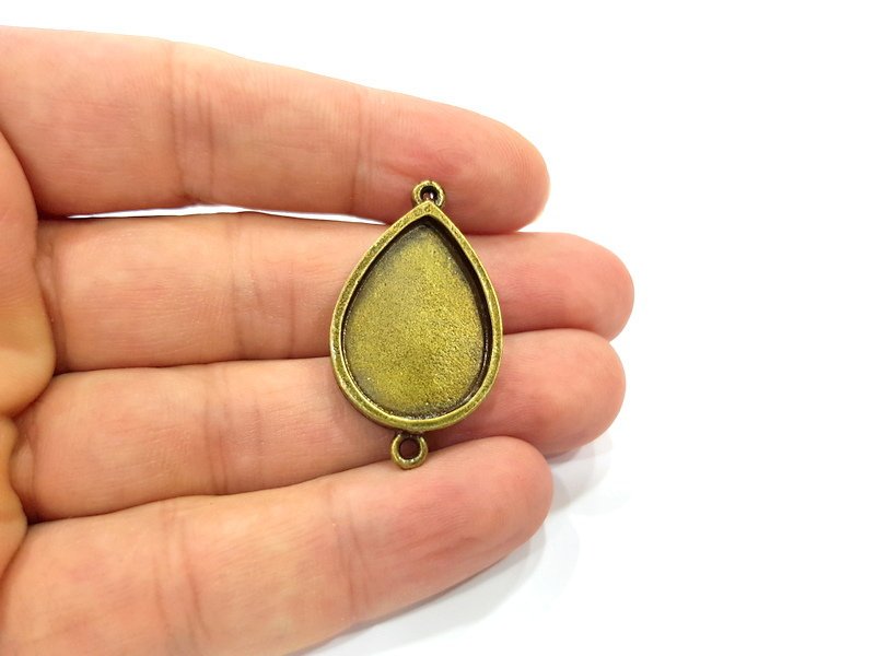 2 Antique Bronze Connector Pendant Blank inlay Blank Mosaic Blank Resin Blank Bezel Base Setting Mountings (25x18mm blank) G15380