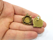 Earring Blank Base Settings Antique Bronze Resin Cabochon Base inlay Blank Mountings Antique Bronze Plated Brass (15mm  blank) 1 pair G15383