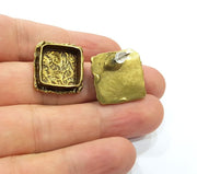 Earring Blank Base Settings Antique Bronze Resin Cabochon Base inlay Blank Mountings Antique Bronze Plated Brass (18mm  blank) 1 pair G15384