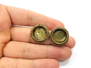 Earring Blank Base Settings Antique Bronze Resin Cabochon Base inlay Blank Mountings Antique Bronze Plated Brass (16mm  blank) 1 pair G15385