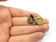 Earring Blank Backs Antique Bronze Resin Base inlay Cabochon Mountings Setting Antique Bronze Plated Brass (14x10mm blank) 1 pair G15386