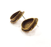 Earring Blank Backs Antique Bronze Resin Base inlay Cabochon Mountings Setting Antique Bronze Plated Brass (14x10mm blank) 1 pair G15386