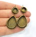Earring Blank Backs Antique Bronze Resin Base inlay Cabochon Mountings Setting Antique Bronze Plated Brass (10+25x18mm blank) 1 pair G15389