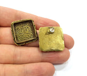 Earring Blank Backs Antique Bronze Resin Base inlay Cabochon Mountings Setting Antique Bronze Plated Brass (15mm blank) 1 pair G15393