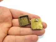 Earring Blank Backs Antique Bronze Resin Base inlay Cabochon Mountings Setting Antique Bronze Plated Brass (15mm blank) 1 pair G15393
