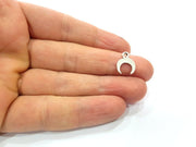 20 Crescent Charm Moon Charm Silver Charms Antique Silver Plated Metal (15x10mm) G16120