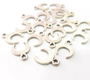 20 Crescent Charm Moon Charm Silver Charms Antique Silver Plated Metal (15x10mm) G16120