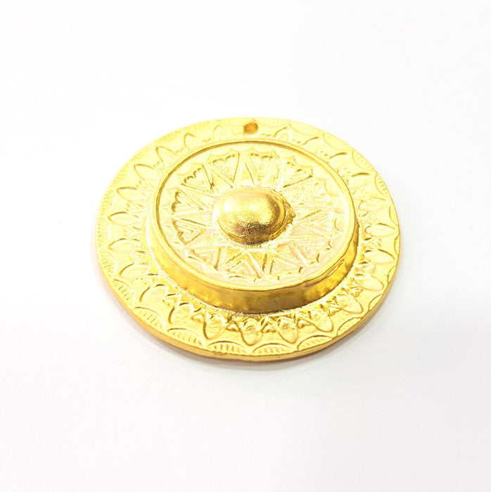 Gold Patterned Pendant Gold Plated Pendant (40mm)  G16122