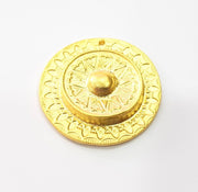 Gold Patterned Pendant Gold Plated Pendant (40mm)  G16122