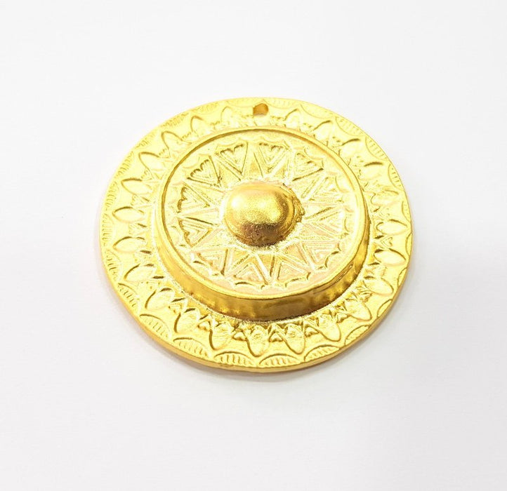 Gold Patterned Pendant Gold Plated Pendant (40mm)  G16122