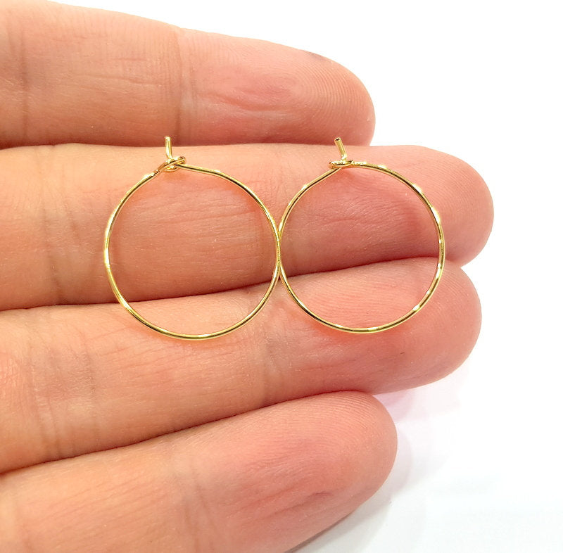 10 Earring Loops Earring Circles Earring Hoops 24k Gold (5 pairs) Findings ( 20 mm )  G16124