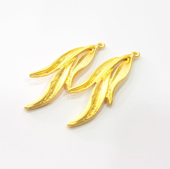 2 Leaf Charms Gold Plated Charms  (50x18mm)  G16126