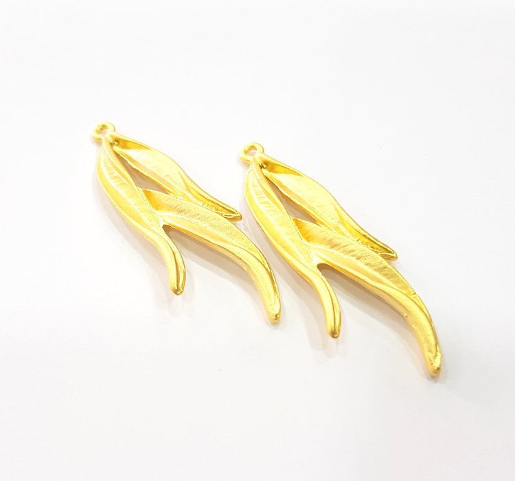 2 Leaf Charms Gold Plated Charms  (50x18mm)  G16126