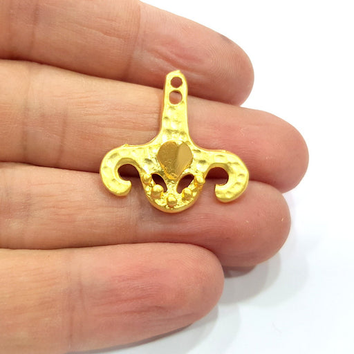 2 Ethnic Charms Gold Plated Charms  (27mm)  G16131