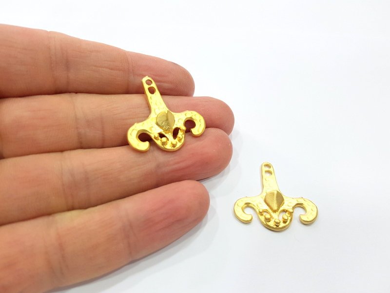 2 Ethnic Charms Gold Plated Charms  (27mm)  G16131