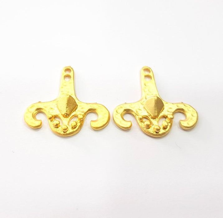 2 Ethnic Charms Gold Plated Charms  (27mm)  G16131