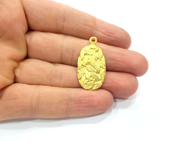 2 Leaf Charms Gold Plated Charms  (32x17mm)  G16142