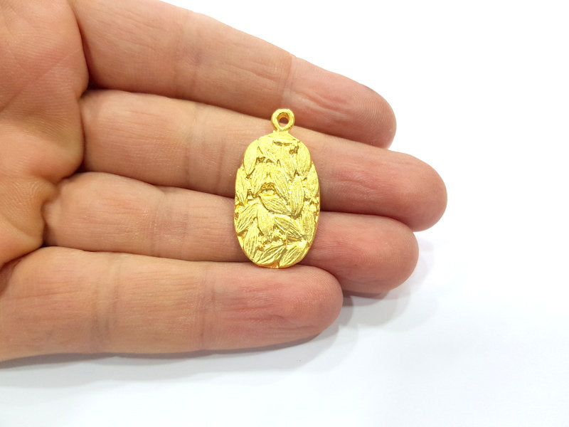 2 Leaf Charms Gold Plated Charms  (32x17mm)  G16142