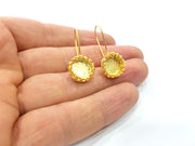 Earring Blank Base Settings Gold Resin Blank Cabochon Bases inlay Blank Mountings Gold Plated Brass (10mm blank) 1 Set  G16144