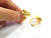 Gold Ring Blank Setting Cabochon Base inlay Ring Hammered Mounting Adjustable Ring Bezel (18mm blank ) Gold Plated Metal G16147