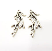 4 Coral Charms Antique Silver Plated Metal Charms (43x18mm)  G16150
