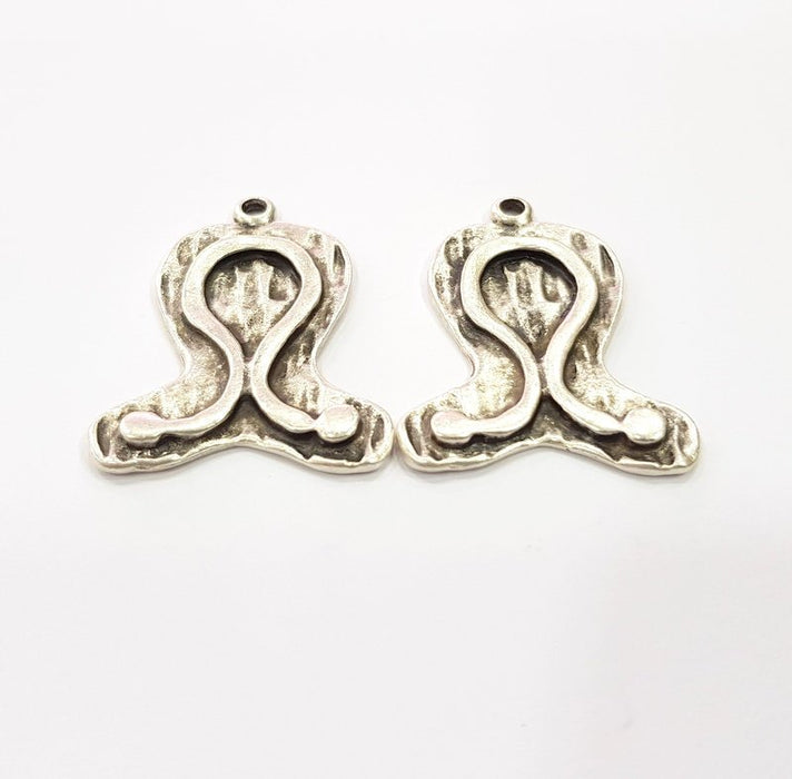 2 Silver Charms Antique Silver Plated Charms (39x30mm)  G16153