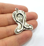 2 Silver Charms Antique Silver Plated Charms (39x30mm)  G16153
