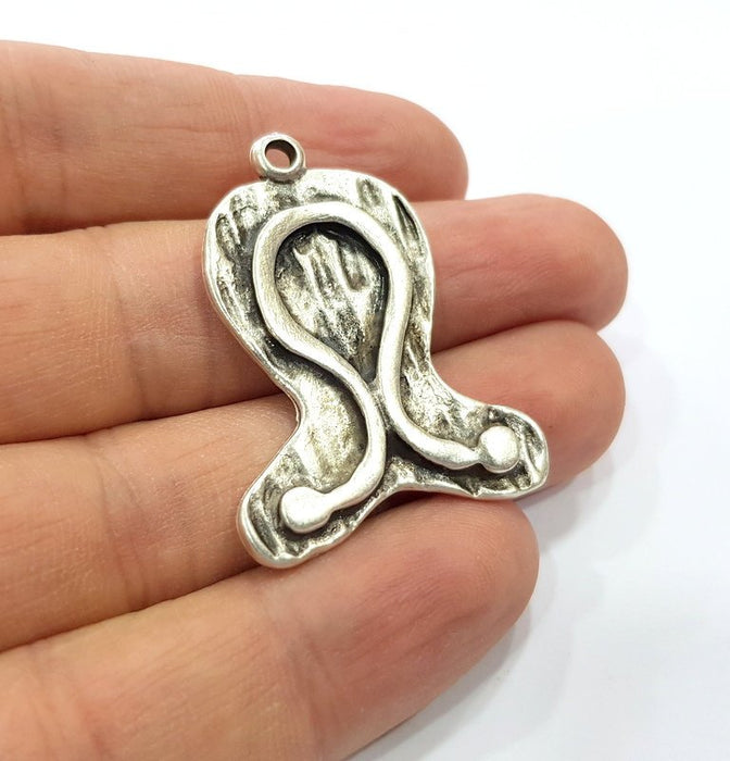 2 Silver Charms Antique Silver Plated Charms (39x30mm)  G16153