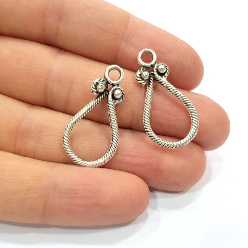 8 Silver Charms Antique Silver Plated Charms (30x15mm)  G16959