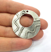 2 Silver Charms Antique Silver Plated Charms (40mm)  G16682